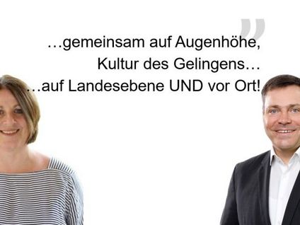 Vorsitzteam Vorsitzteam mit Slogan "gemeinsam auf Augenhöhe, Kultur des Gelingens... auf Landesebene UND vor Ort"